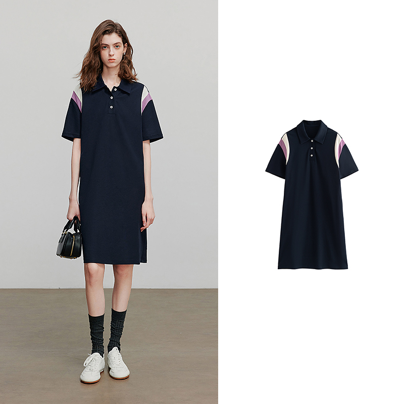 TOYOUTH Women Dress Summer Short Sleeve Casual Dress 8529113: L / Navy Blue