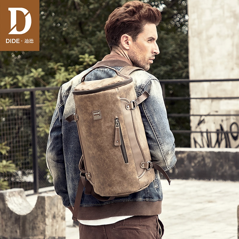 DIDE Men&#39;s Backpack Waterproof Laptop Backpacks Male Vintage Leather Backpack For Male Casual Travel Back Pack Schoolbag