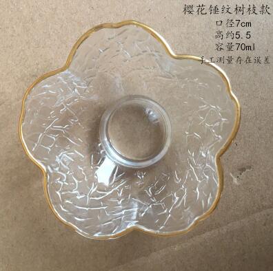 Japanese Style Hexagonal Personal Cup Hammered Glass Gold Tea Cup Wine Glasses Small Single Cup Teacup with gold edge: 7