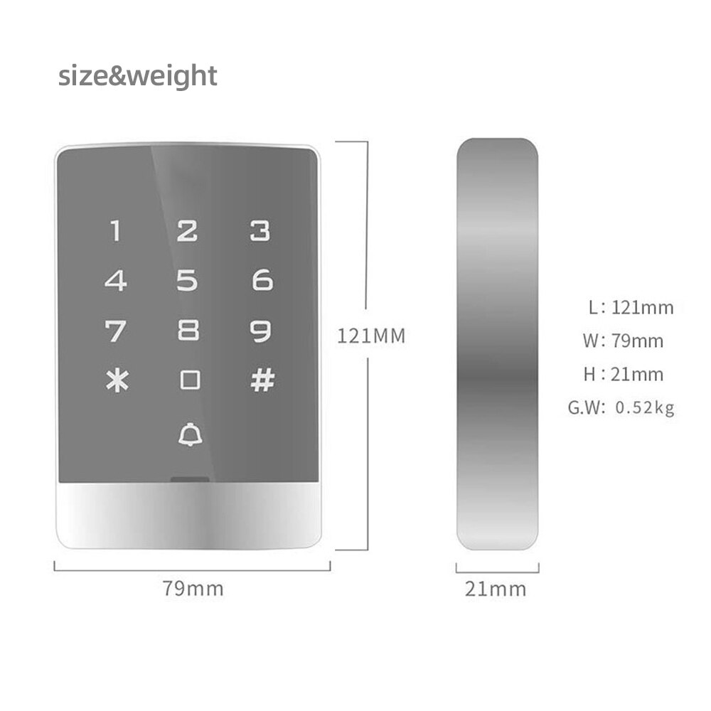 WG26 Metal case Waterproof digital black Touch keypad screen RFID Standalone Access Control Keypads Support 125KHZ RFID 13.56Mhz