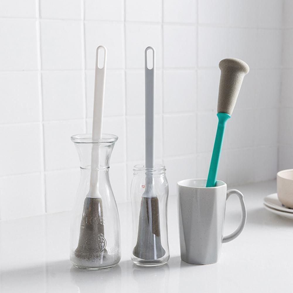 1PC Kitchen Sponge Cup Brush Milk Bottle Glass Clean Sponge Clean Long Brush Decontamination Cup Wash Handle A3L0