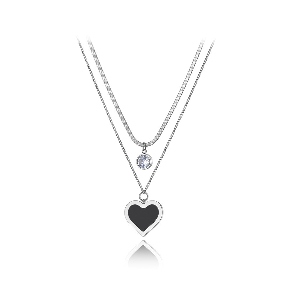 Lokaer Original à la acrylique coeur pendentif collier pour les femmes en acier inoxydable CZ cristal chaîne collier ras du cou N20145