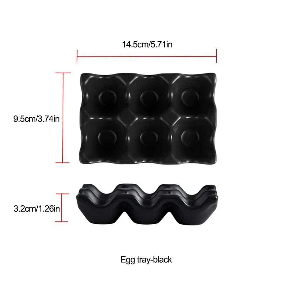 6 Grids Egg Holder Ceramic Anti-Slip Egg Box Refrigerator Shockproof Egg Tray Holder Home Storage Box Kitchen Egg Storage: Black