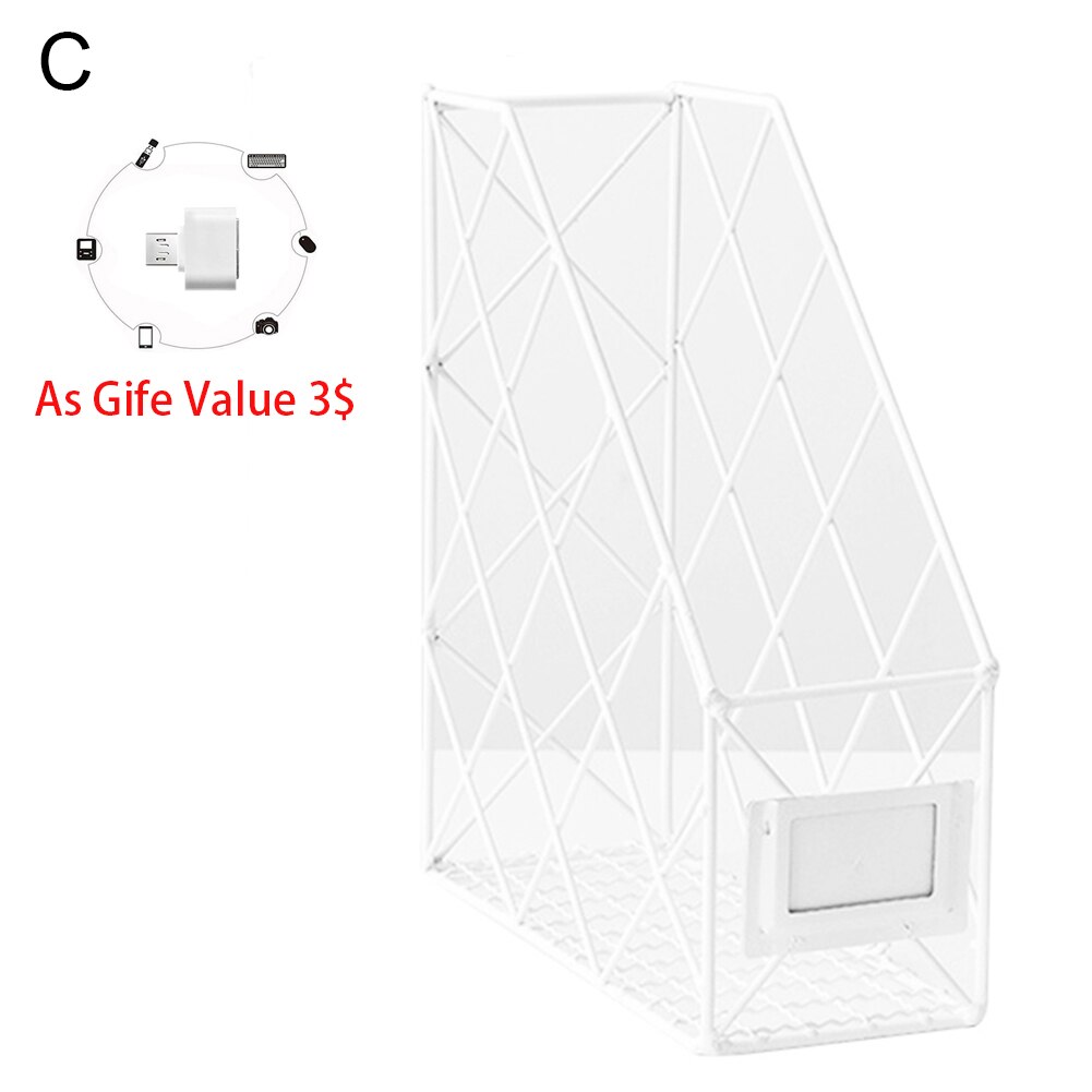 1/2/4 Layers Iron Grid Book Organizer Book Stand Holder Shelf Bookend Desktop Newspapers File Storage Box Holder Home Decor: Single Layer White