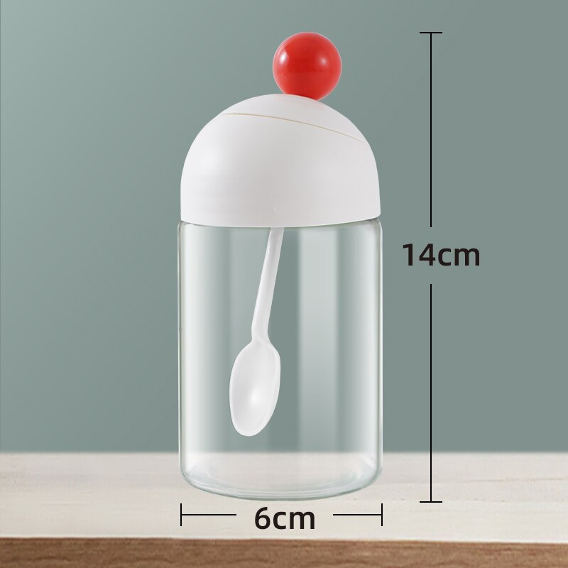 Plastic Small Spice Jar Dispenser Cooking Spoon Top Seal Spice Jar Set Organizer Pepper Salero De Cocina Kitchen Utensils OC50TL: 14x6cm red