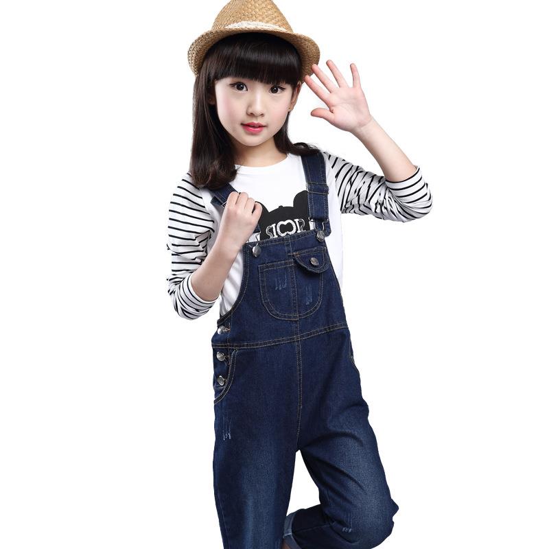 Pantalones vaqueros con tirantes de vaquero para niños, pantalón con cinturón coreano para niños de 4 a 13 años, primavera