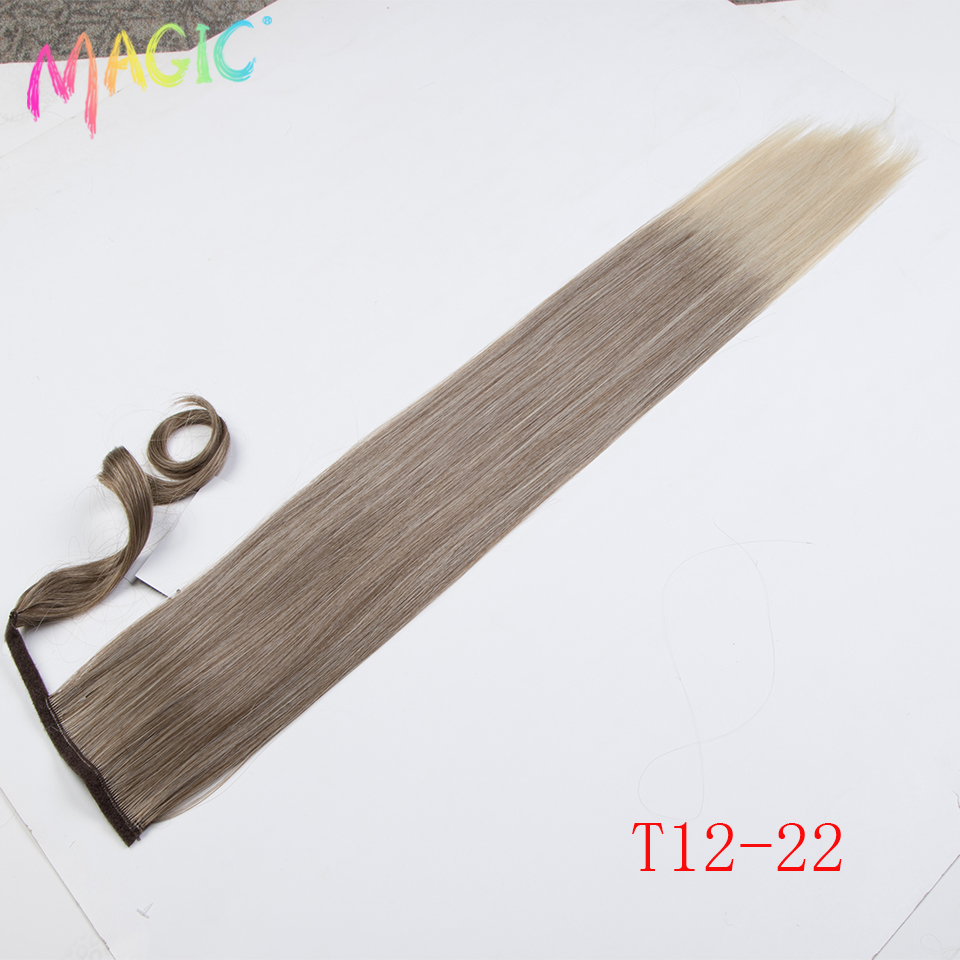 Magic Synthetische Lange Rechte Paardenstaart Haar 32 Inch Wrap Around Clip In Paardenstaart Haar Hittebestendige Staart Synthetische Extensions: T12-22