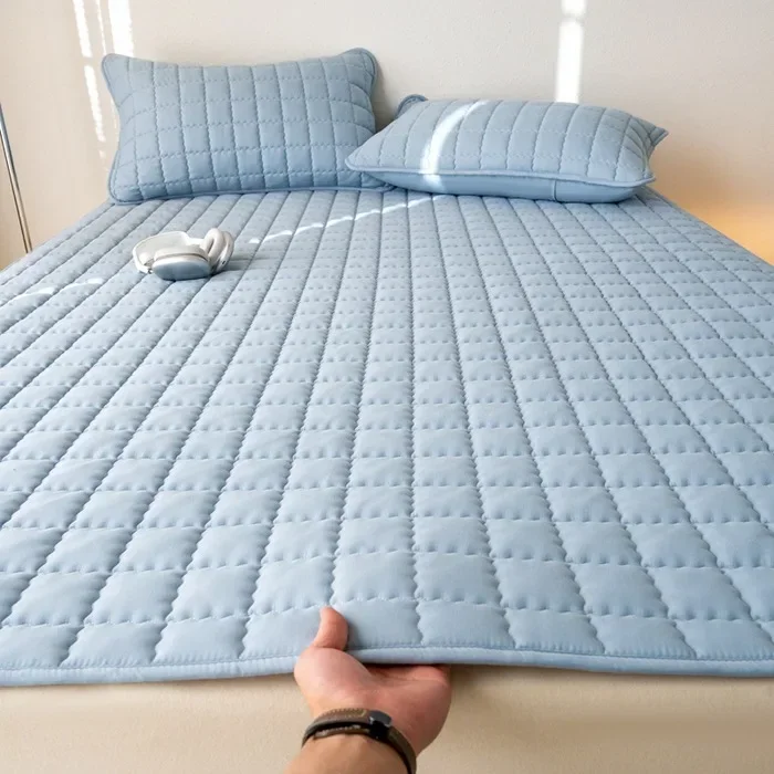 Vanntett madrassbeskytter sengetøy vattert overmadrass med elastisk bånd mykt beskyttende sengeteppe bettlaken 200 x 220: 180*65cm / Lilla