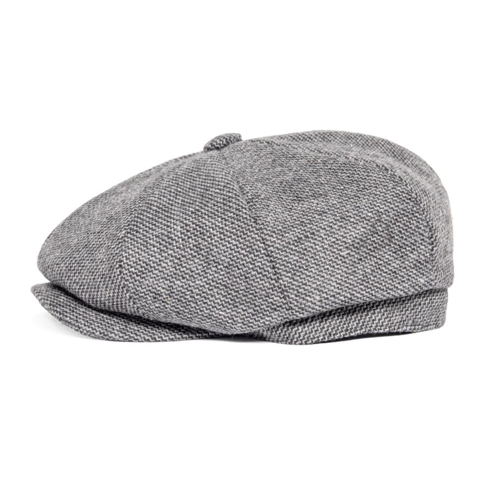 FEINION-casquette Newsboy grande taille, chapeau de conducteur, 50%, laine Tweed, casquettes plates, chevrons, chapeau pour hommes et femmes, 068