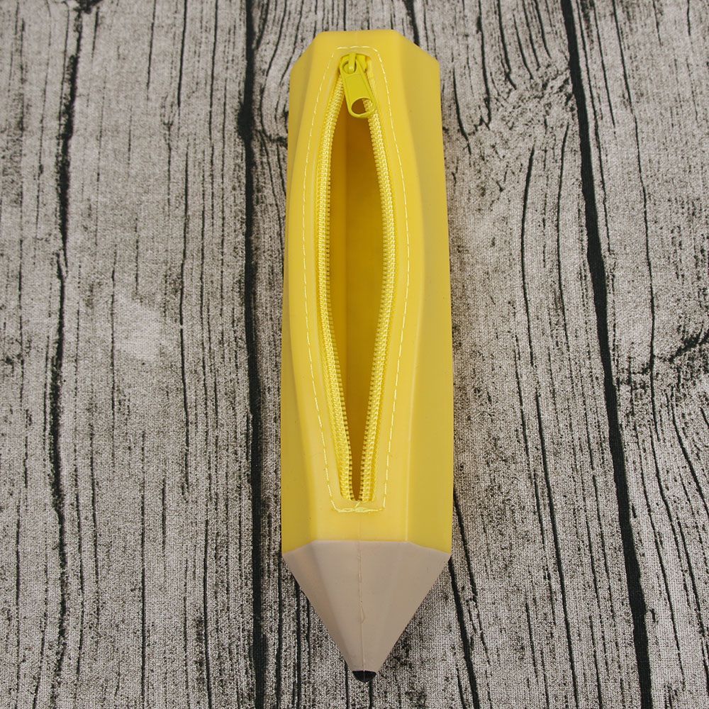 pencil shape Large Zipper Pencil Case Pen Holder Pouch School Stationery Phone Bag Storage Cosmetic rubber