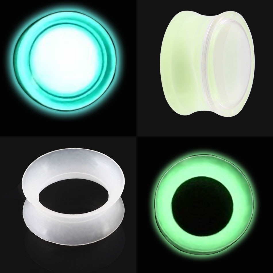 2 stks Lichtgevende Oor Tunnels Piercing Dunne Siliconen & Acryl Clear 6-25mm Flesh Oor Piercing Stroom Vloeistof oor Tunnels Piercing