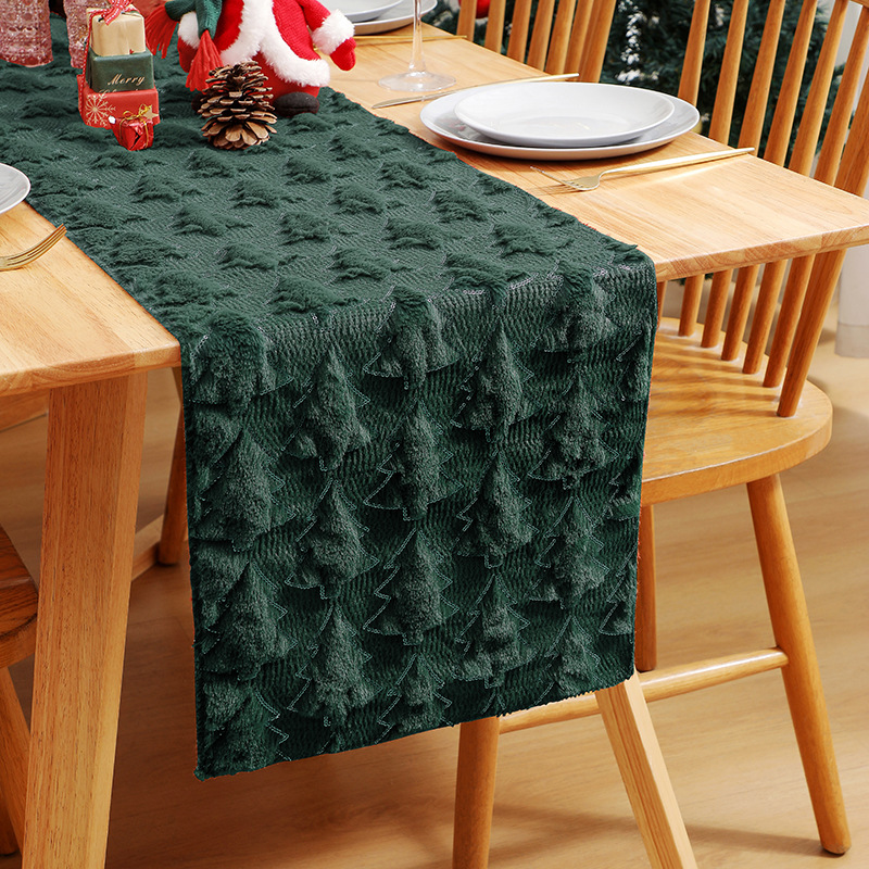 3D groene kerstboom tafelloper, verdikte pailletten kerstevenement feestdecor eettafel woondecoratie rood wit: 32*210 CM / groen