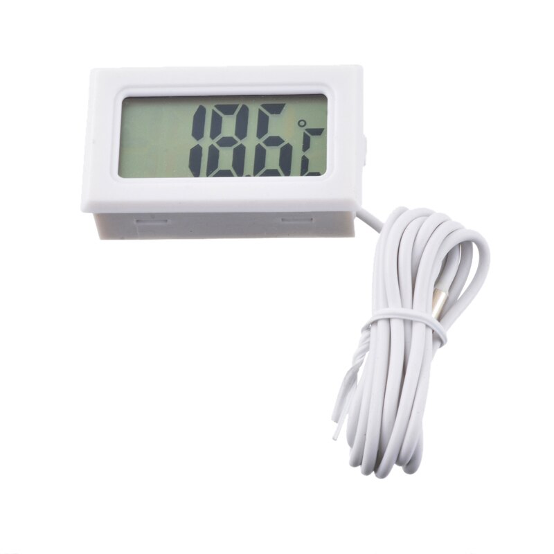 Waterproof LCD Digital Thermometer Aquarium Electronic Precision Fish Tank Temperature Measuring Tool with Probe Hygrometer^9: White 1m