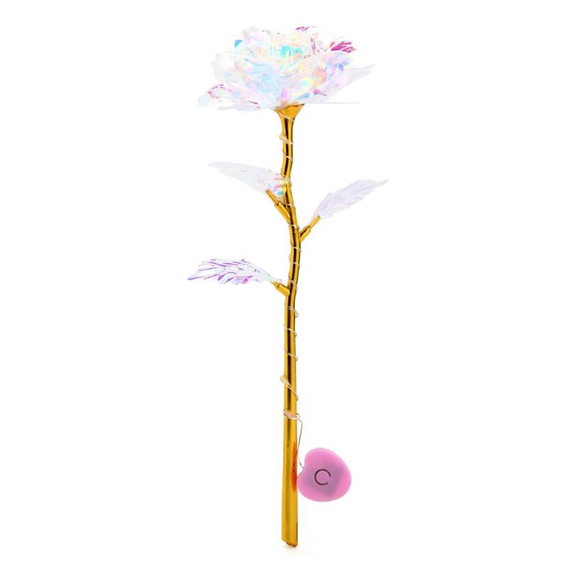 Valentine's Day 24K Foil Plated Rose Gold Rose Lasts Forever Love Wedding Decor Lover Lighting Rose: b