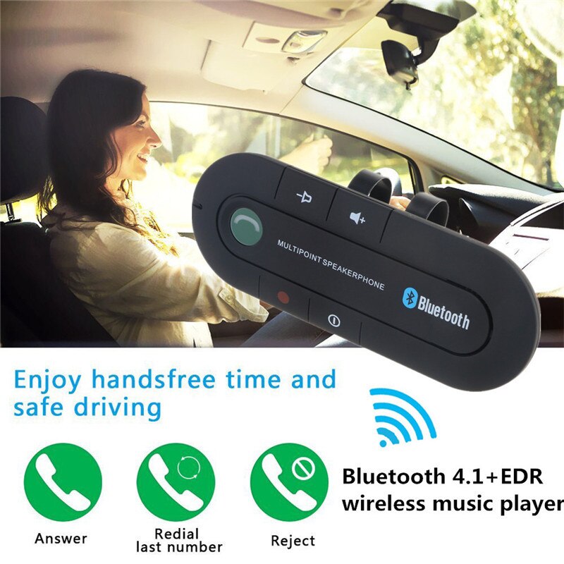 Bluetooth 4.1 Car Kit Handsfree Sun Visor Clip Audio Adapter Wireless Receiver Car Mp3 Player Multipoint Speakerphone Auto Stere