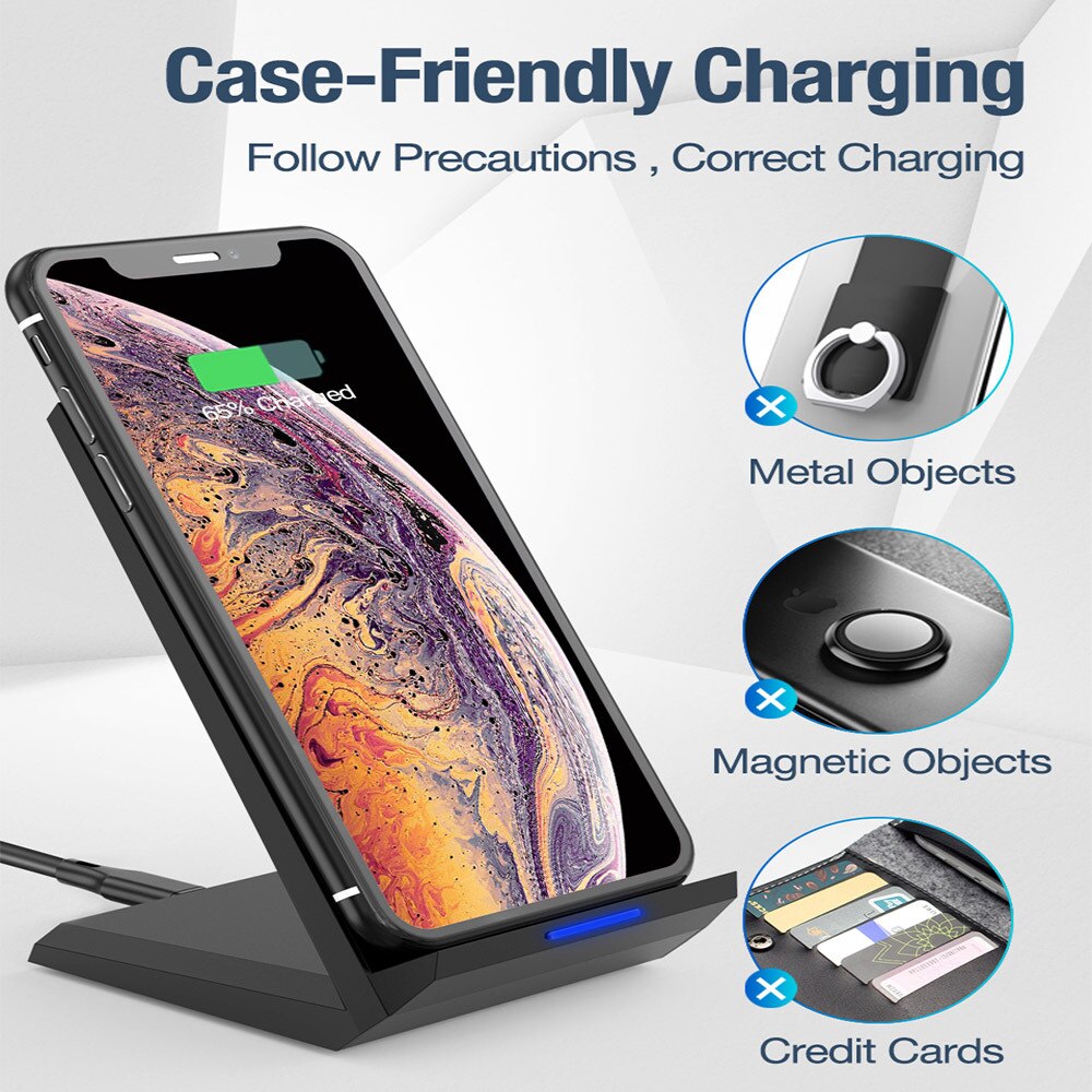 Mobile phone charger QI wireless charger 10W 7.5W 5W for iPhone 12/11pro/xr SE / s10/S9/S9+/S8/S8+/S7/Note 8/9/10 LG