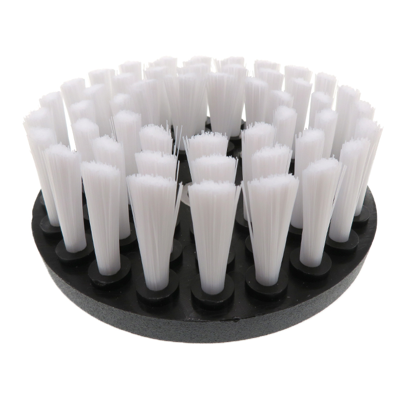 4/5/6- tommers hulbor rengjøringsbørste  m10- tråds kraftskrubb for lær, plast, tremøbler, bad, bilinteriør: S / Hvit