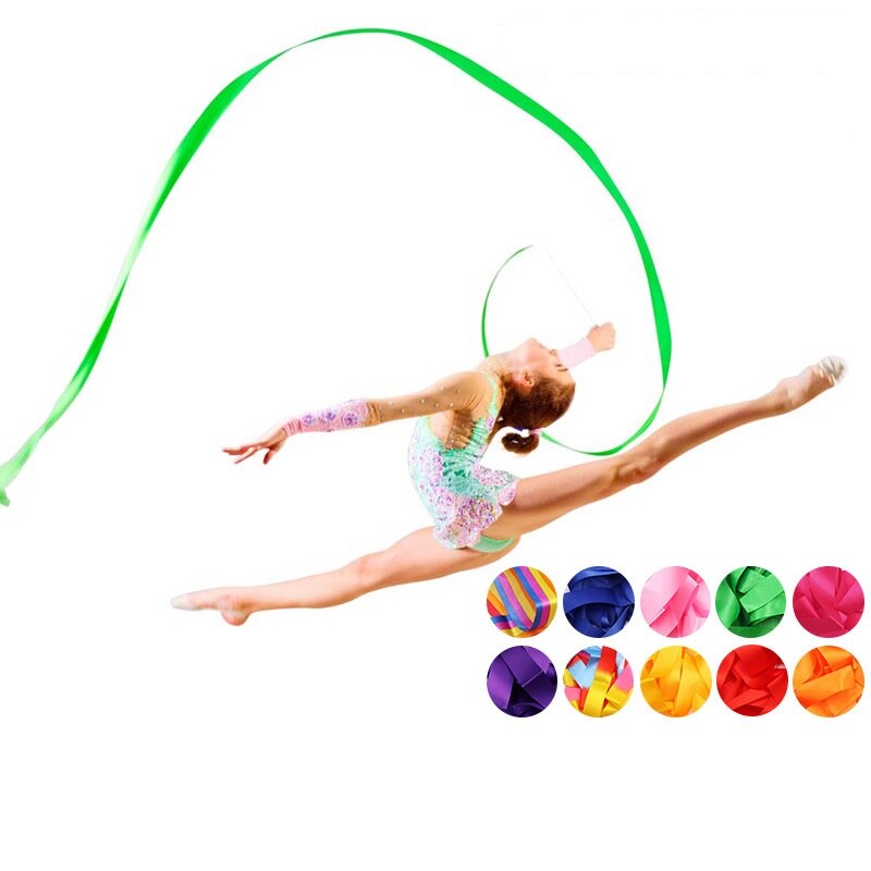 Gymnastique rythmique ruban coloré fille Ballet danse ruban enfant Maillot gymnastique entraînement juste corps artistique gymnastique Equipmet