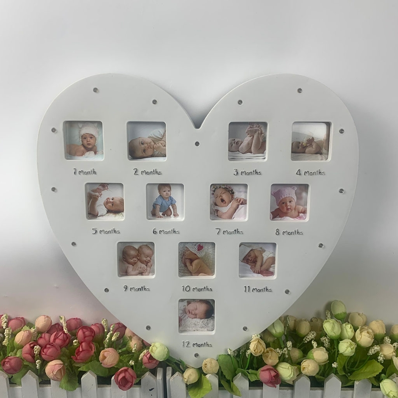 My First Year Baby Keepsake Frame with Light 0-12 Months Love Heart Photo Frame