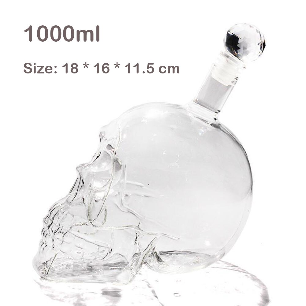 125/350/550/1000ml skull whisky lasi flagon vodka pullo borosilikaattilasipullo viinipullo tulpalla kallo juominen: 1000ml