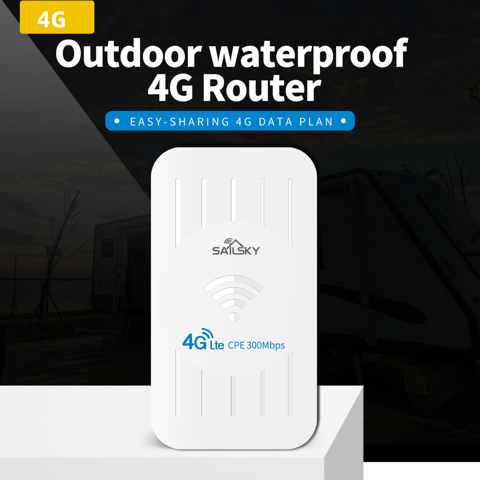 Sailsky-enrutador portátil XM206 para exteriores, enrutador 4G LTE de 300Mbps, resistente al agua, WiFi móvil con ranura para tarjeta SIM, repetidor, extensor de WiFi