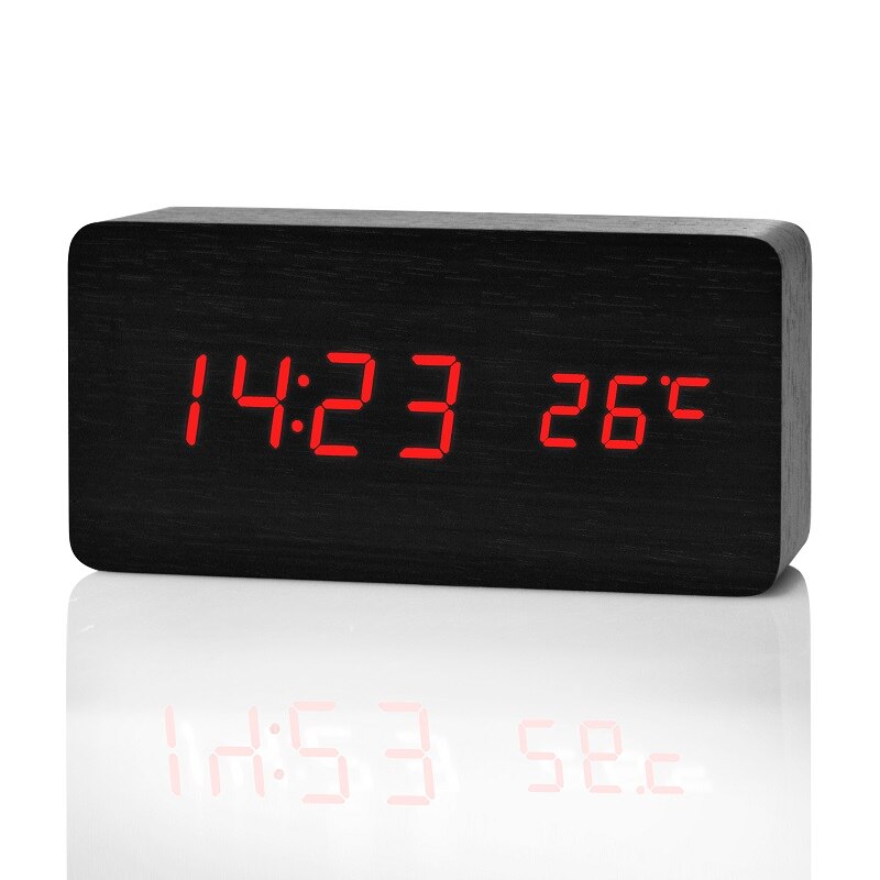 Suncree Modern Home LED digital Alarm Clock, Despertador Temp+date+time Electronic Digital Table Desktop Clocks: black red