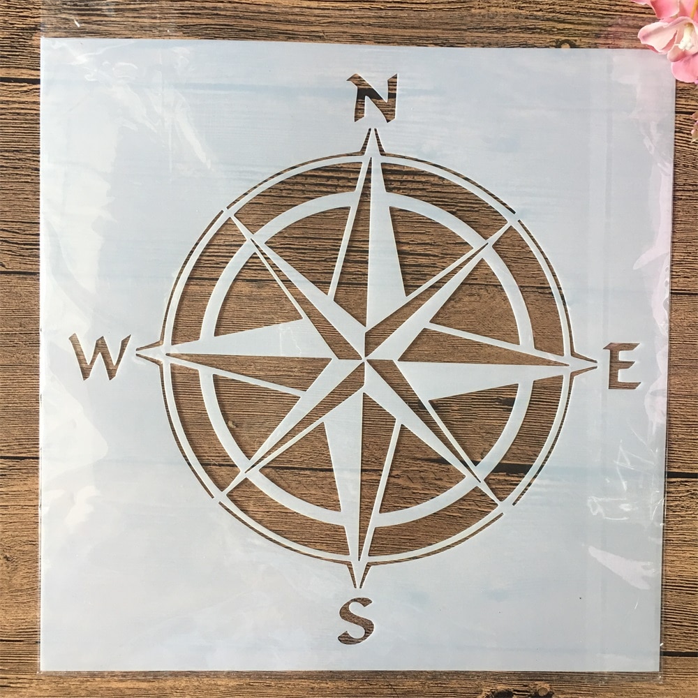 12*12inch Big Compass Navy DIY Layering Stencils W... – Grandado