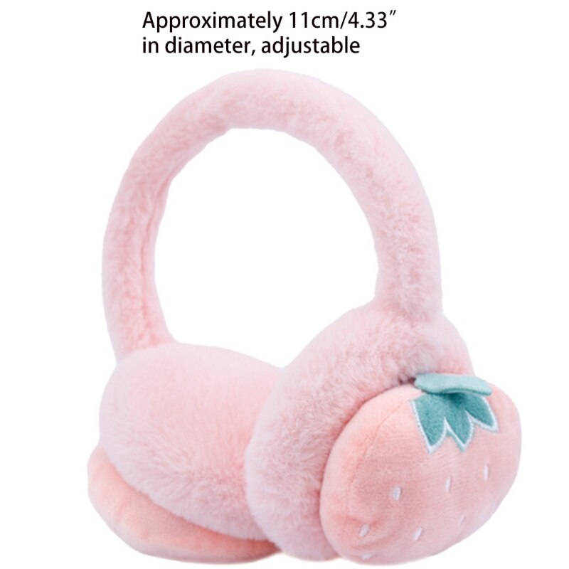 D0LF Ear Warmers For Kids Pink Strawberry Ear Muffs Girl Cute Plush Warm Soft Fluffy Cute Winter Warm Earmuff Ear Muffs