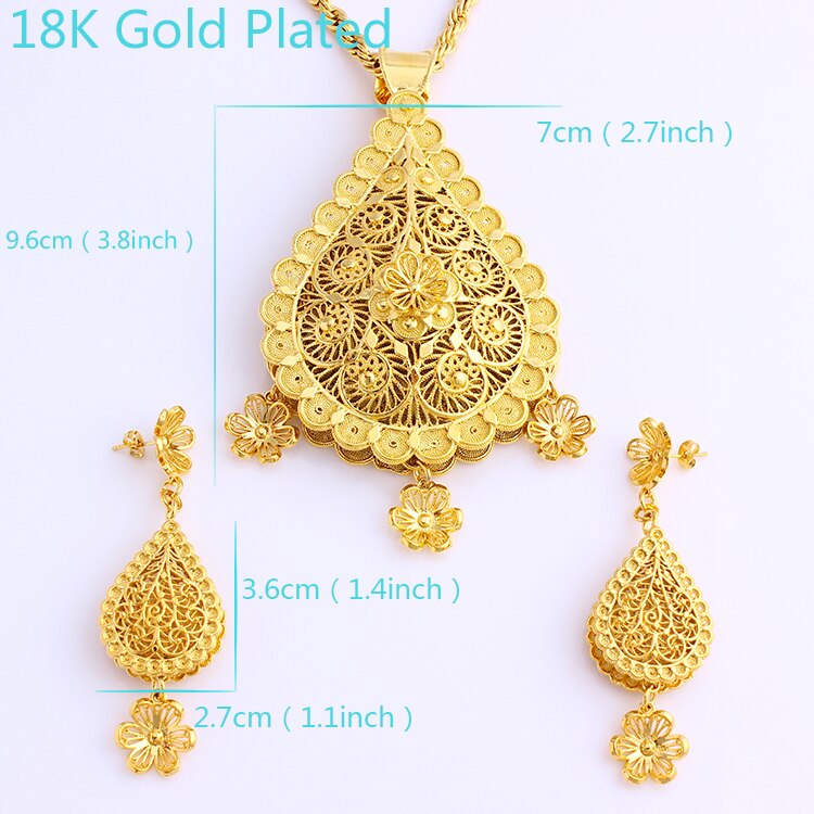 Adixyn Afrikanische Große Größe Schmuck Gold Farbe Halskette/Ohrringe/Anhänger für Frauen Arabischen/Afrikanische Hochzeit/Party N08082