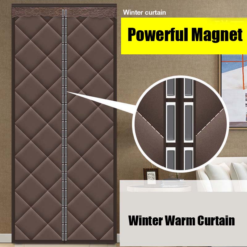 Middle Size Thermal Winter Door Curtain Insulation Home Automatic Close Warm Oxford Cloth Windproof Punch-Free Screen Decoration