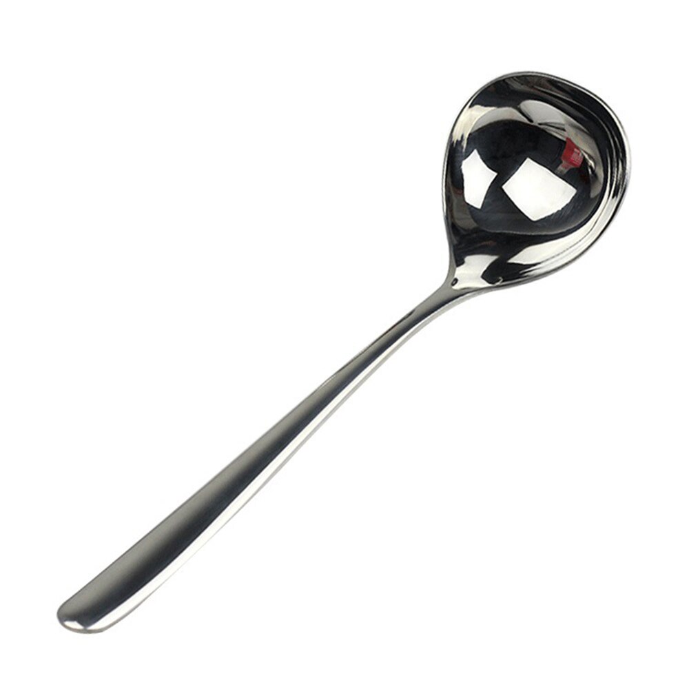 304 Roestvrij Staal Lange Steel Soeplepel Ronde Diner Levert Servies Accessoires Verdiepen Lepel: Black