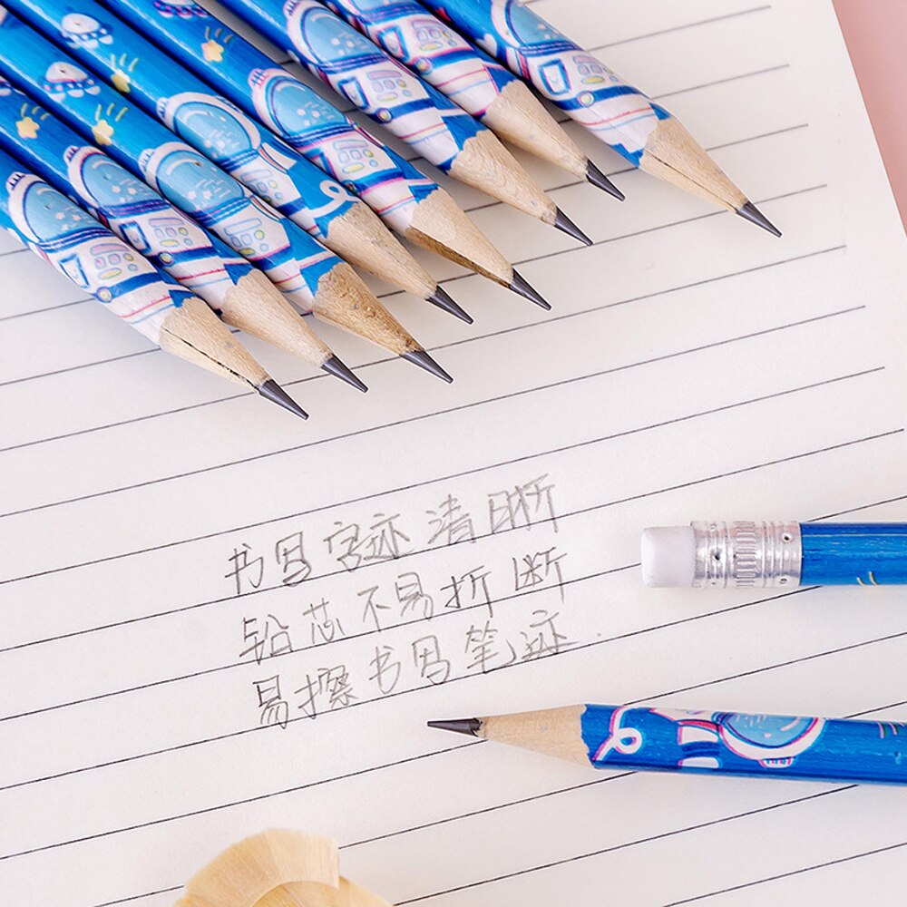 10Pcs/lot Cartoon Boxed Pencils Student Writing Drawing Sketch Pen Set Wooden HB With Eraser Pencil Stationery School Supplies