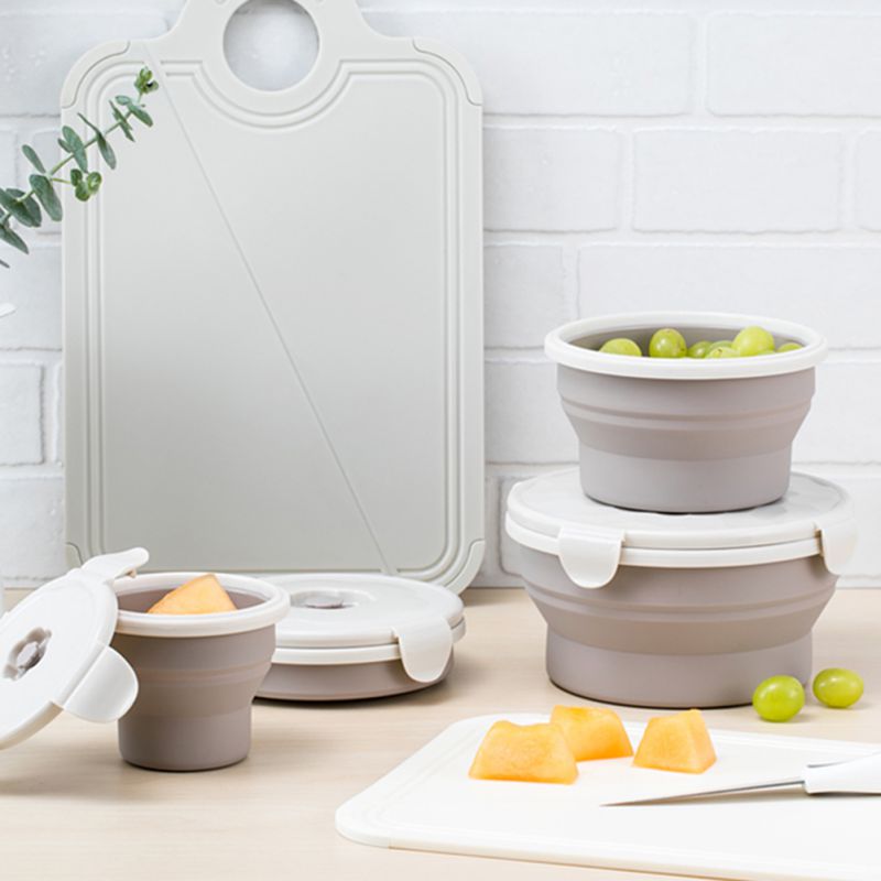 Opvouwbare lunchbox van siliconen van voedingskwaliteit met deksel, 660ml kampeerkom, magnetron- en koelkastvoedselbewaarkom