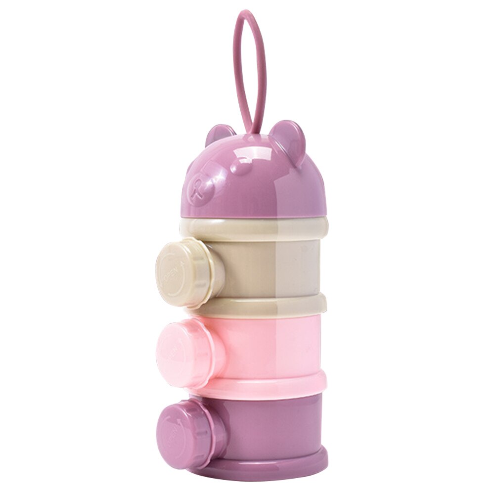Herbruikbare Formule Dispenser Container Draagbare Multipurpose Baby Melkpoeder Drie Lagen Snack Doos Voedsel Opslag Non-Spill Leuke: Purple B