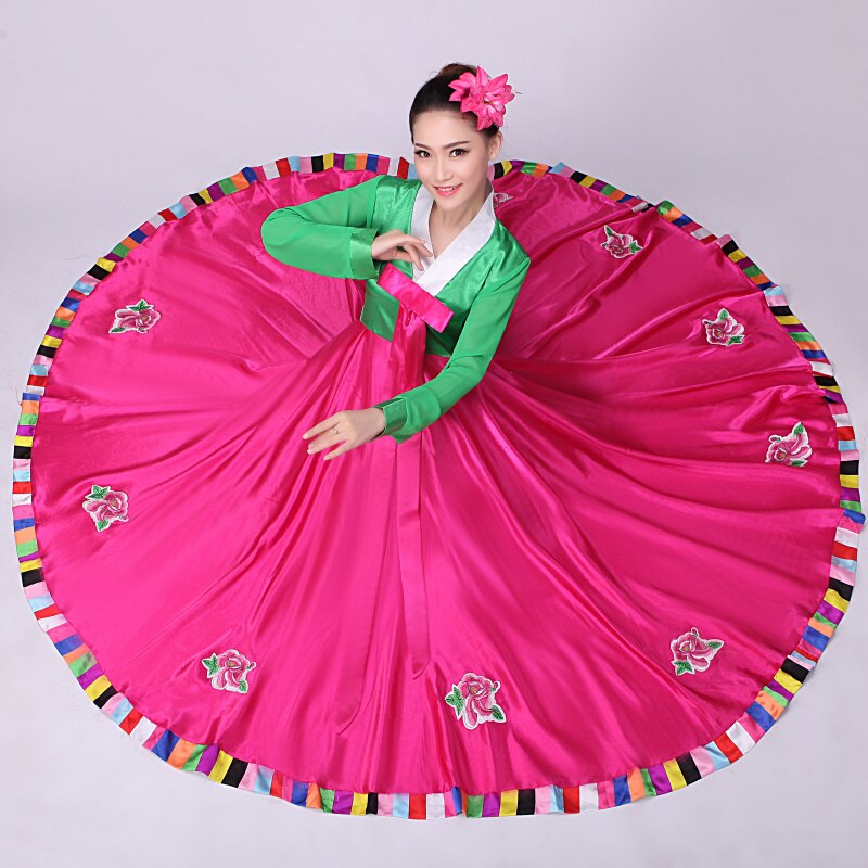 Vestido Hanbok coreano tradicional Multicolor de para mujer, disfraz baile escenario coreano tradicional para: XXXL