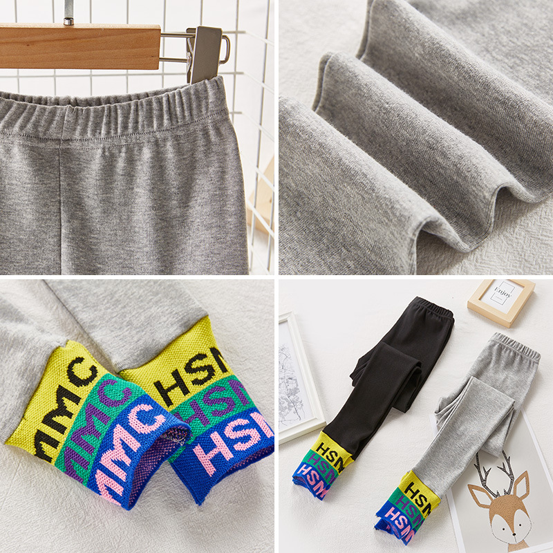 Nuovi Leggings a costine 2022 per bambine in cotone primavera autunno abbigliamento per bambini collant in maglia con stampa lettere pantaloni Skinny per bambini 10Y