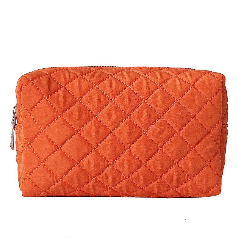 Frauen Kosmetik Tasche Solide Multifunktions Reise machen hoch Taschen Reißverschluss machen-hoch fallen Beutel Bleistift fallen verrotten Schwarz: Orange