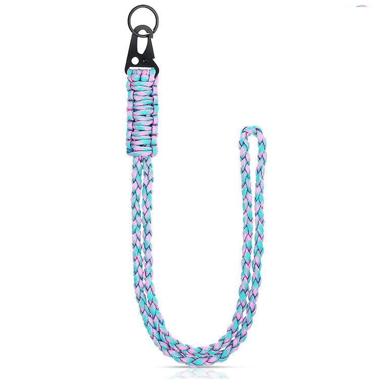 Heavy Duty Paracord Lanyard Keychain 7 Core Neck Lanyard for Outdoor Necklace Keychain Lanyard Braided with Metal Clip Key Ring: Brown