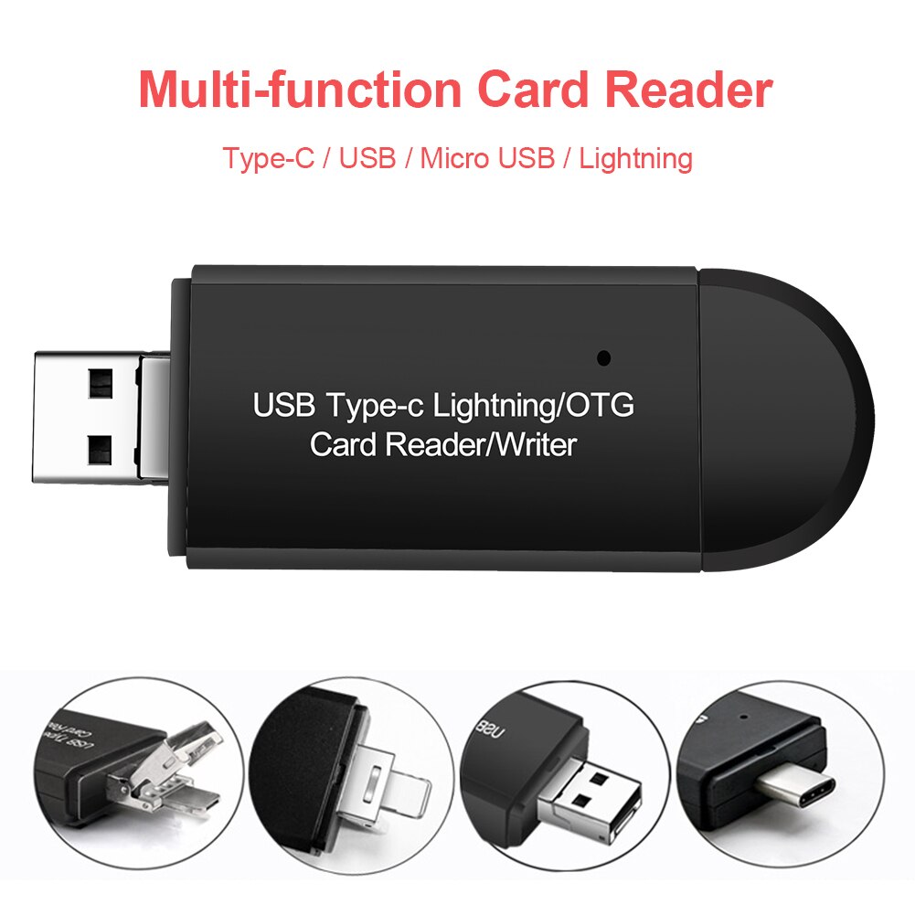 2 in 1/3 in 1USB 2.0 OTG Micro TF SD Card Reader adattatore per scheda di memoria intelligente per unità Flash ad alta velocità per Computer portatile Android