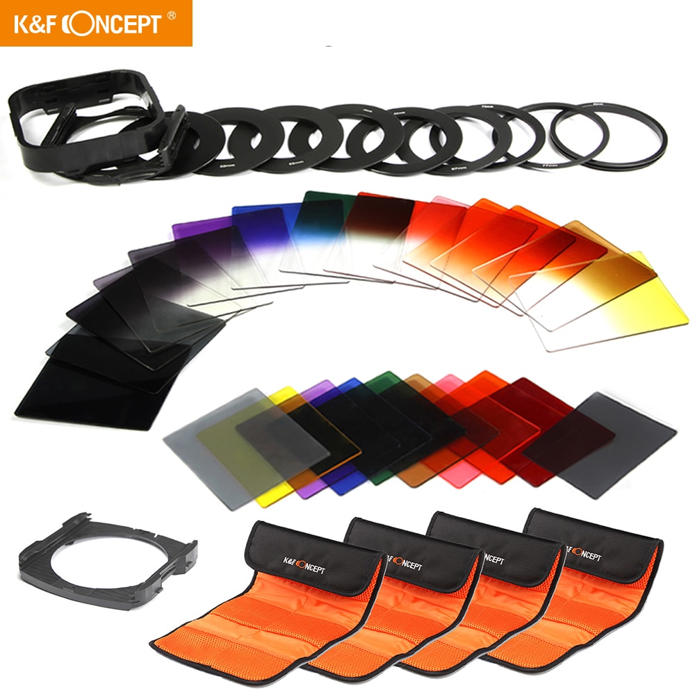 K & F Concept 40 In 1 Vierkante Filter Kit Afgestudeerd Full Color Nd Filter Set Compatibel Met Cokin P serie Voor Dslr Camera 'S