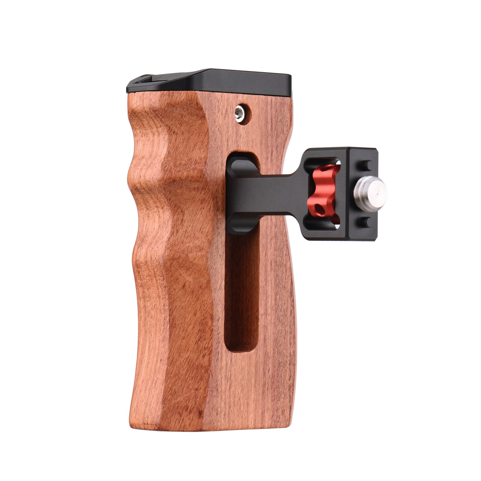 Adjustable Wooden Camera Cage Handle Left/Right Side Hand Grip 1/4 Inch Screw ARRI-Style Mount with Cold Shoe Mount Mini Wrench
