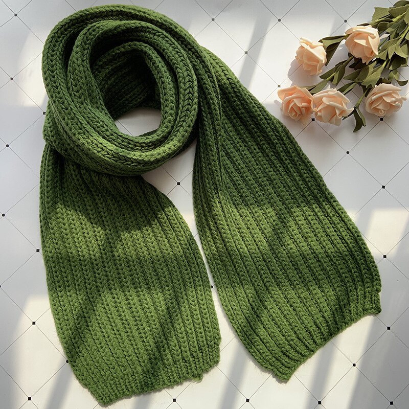 Mode Winter Sjaal Voor Vrouwen Gebreide Lady Sjaals Leuke Solid Outdoor Wind Meisjes Herfst Vrouwelijke Shawl Wrap Warmer Lady sjaal: Green