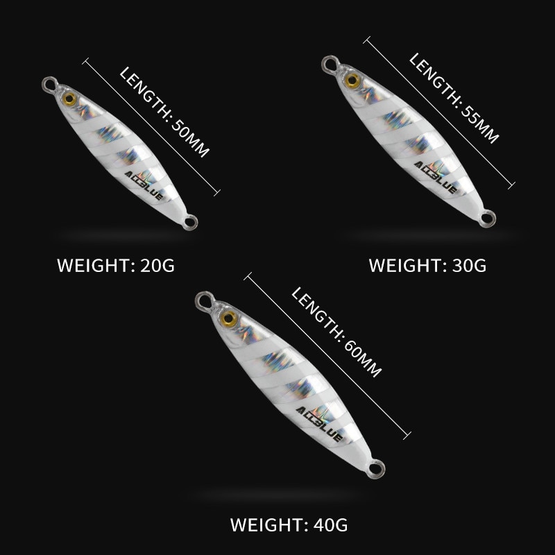 ALLBLUE-Plantilla de Metal de fundición de husillo, 20G, 30G, 40G, lanzar orilla, Jigging, cuchara, señuelo para pesca de lubina, cebo Artificial, aparejos giratorios