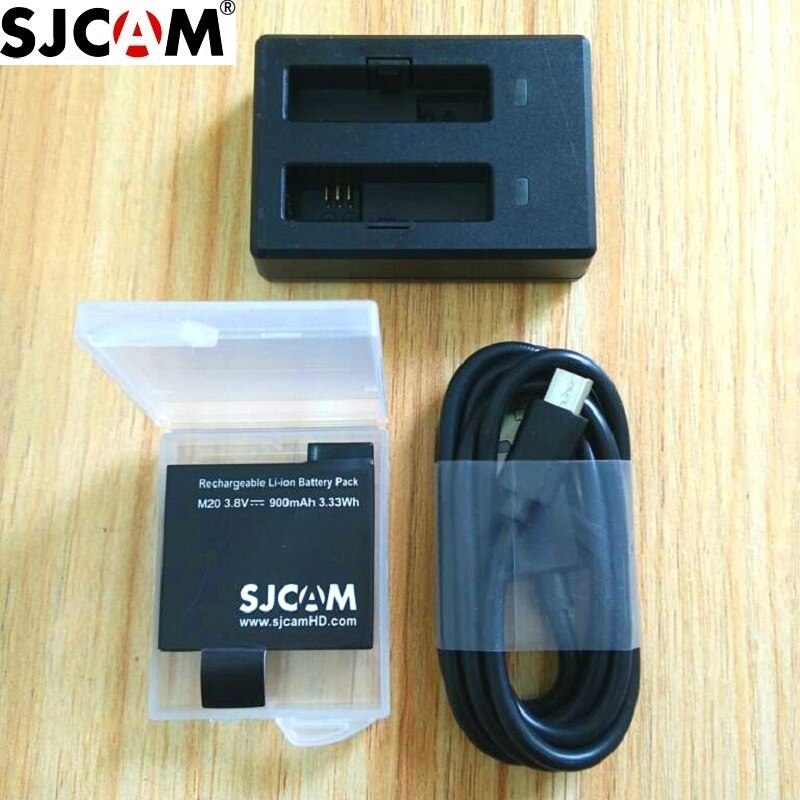 100% Original SJCAM M20, batería li-on recargable de reserva de 900mAh, accesorios de cargador para SJCAM M20 2K WiFi, cámara deportiva DV: charger and 1battery