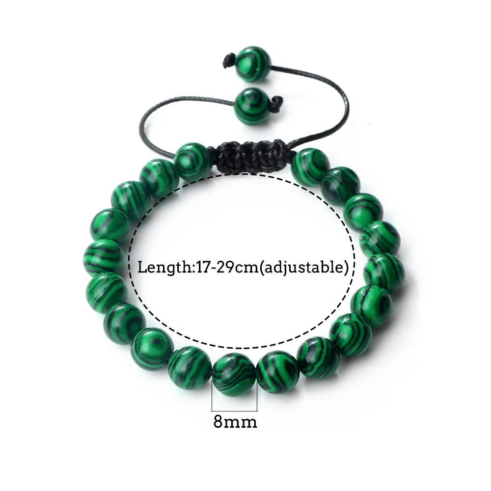 Colorful 8mm Malachite Braided Bracelet Women Men Adjustable Couple Bracelet&Bangles Friendship Pulsera Jewelry