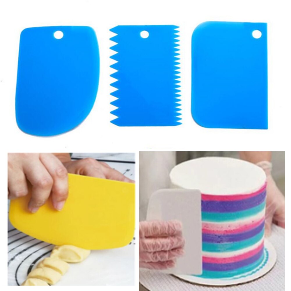3Pcs/1Pc Deeg Cake Cutter Slicer Spatel Voor Cake Schraper Pasteuze Cutters Schraper Onregelmatige Tanden Rand diy Soepeler Tool
