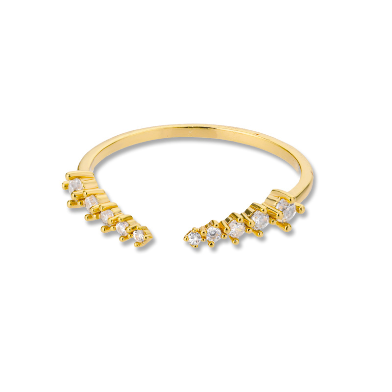 Zirkoon Open Cubic Geometrische Ringen Voor Vrouwen Roestvrij Staal Goud Verstelbare Vinger Ring Paar Ringen Femme Wedding Jewley: Gold Color