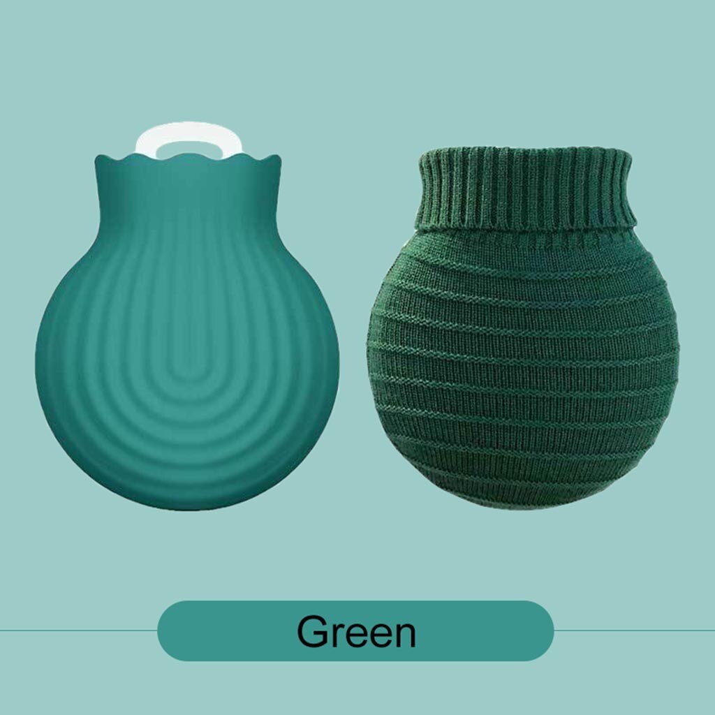 Water Bag 240ML Microwave Heating Silicone Bottle Winter Heater with Knitted Cover Warmer Water Bottle #08: GN