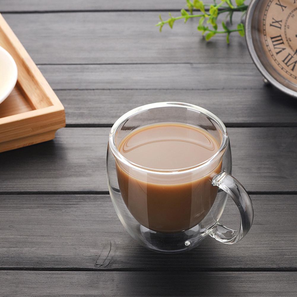 150ml Double Wall Glass Cup With Handle Tea Coffee Beer Milk Mugs Heat Cold Resistant Transparent Drink Mug Drinkware