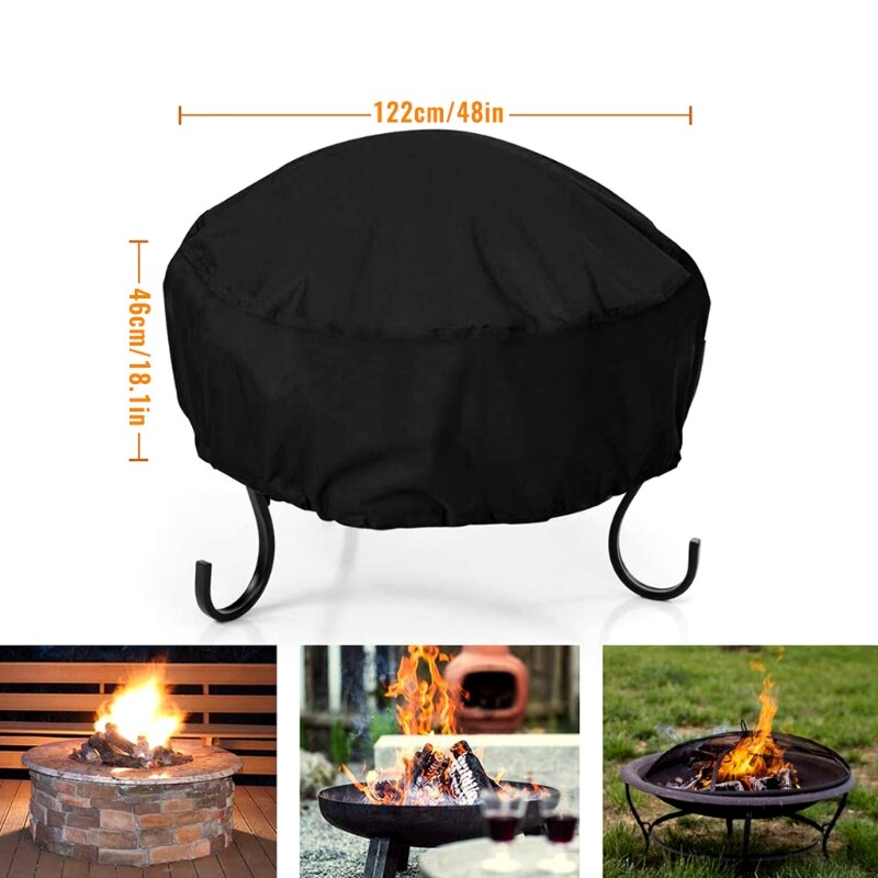 Fire Pit Cover Waterproof Firepit Covers for Outdoor Waterproof Patio Fire Table Cover Tear Resistant Anti-UV Fire Bowl Covers